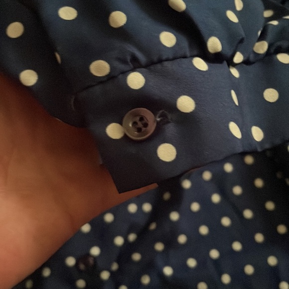 Vintage Sears Navy and white polka dot button down with neck tie - Picture 6 of 7